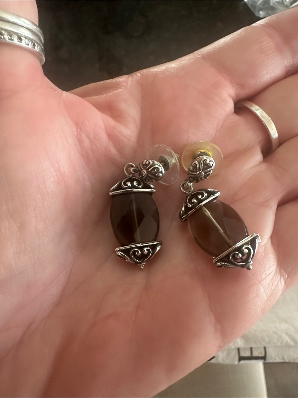 Brighton Silver-Tone Bracelet and Earrings with Brown Faceted Stones - Picture 2 of 3
